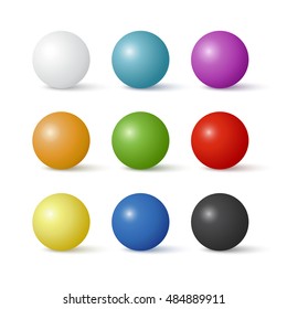 Collection of realistic colorful spheres isolated on white. Vector illustration for your design.