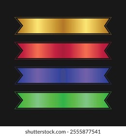 Collection of realistic gold ribbons Waving ribbon gold glossy illustration
