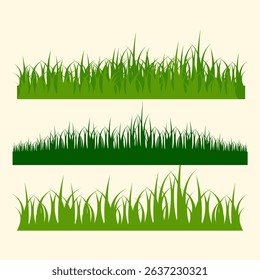 collection of realistic green grass borders in various styles. Perfect for creating natural landscapes, outdoor scenes, game backgrounds, or adding a touch of nature to any digital or print design.