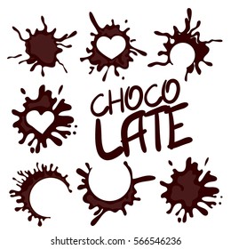 Collection realistic hot chocolate drop shape splash. Banner set hot chocolate drop splash dessert liquid splat. Vector illustration. Tasty trendy picture