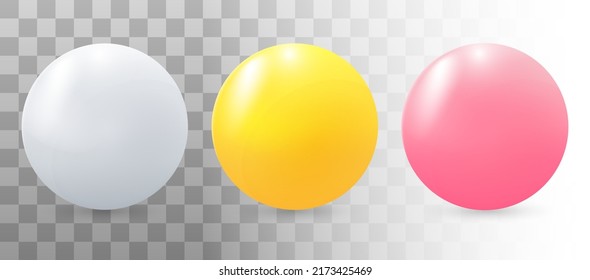 Colección de forma geométrica de la forma 3d del diseño decorativo de la ilustración vectorial de la esfera multicolor. Establece el paro de figuras minimalistas del círculo de volumen. Decoración metálica monolítica de pelota de lujo