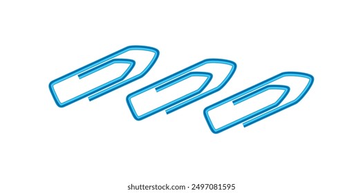 Collection Of Realistic Paperclips Flat Design Vector Illustration.	