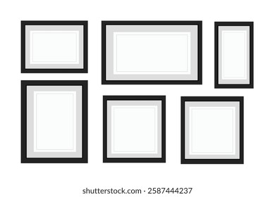 Collection realistic picture frame isolated on white background. For your text here.