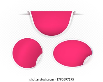 Collection of Realistic Pink Sale Badges . Isolated Vector Illustration eps 10 