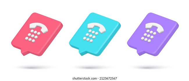 Sammlung realistische Quick Tipps Retro Telefon Call Center Anwendung Internet-Benachrichtigung 3d Symbol Vektorgrafik. Support-Hotline für Kunden einrichten Hilfe bei der Erstellung von Warnmeldungen