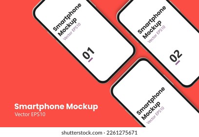 collection of realistic smartphone Mockups.  Device UIUX mockup for presentation template.