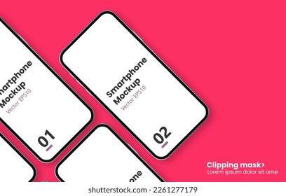 collection of realistic smartphone Mockups.  Device UI UX mockup for presentation template.  vector set of mockups with front view