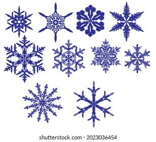 Collection of realistic snowflakes, vector illustration