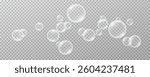 Collection of realistic soap bubbles. Holiday bubbles.Network of realistic soap bubbles Png, 3D graphics glare and transparency effect. Vector flying soap bubbles.