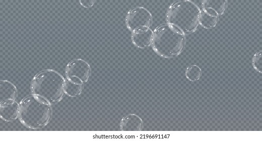 Collection of realistic soap bubbles. Bubbles are located on a transparent background. Vector flying soap bubble. Bubble PNG Water glass bubble realistic png	