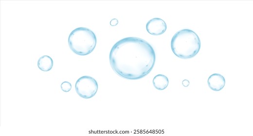 Collection of Realistic Soap Bubbles on Transparent Background