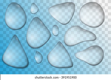 Sammlung realistischer Wassertropfen, Vektorgrafik