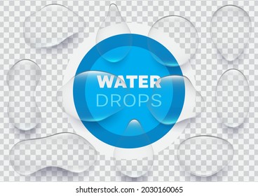 Collection of realistic water drops vector illustration