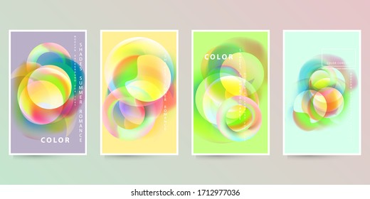 Sammlung von rechteckigen abstrakten Layoutbildern im minimalistischen Stil, Poster mit pastellblauem gelbem Rosa. Stock-Vektorillustration blute, moderne Neonkunst