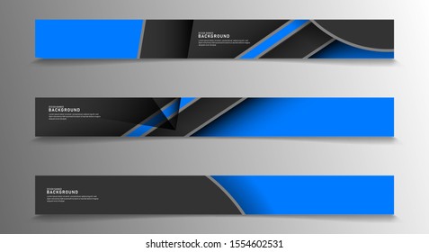 Collection of rectangular banners. Geometric shapes overlap in blue. vector design