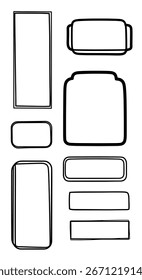 Collection of rectangular and rounded rectangular shapes outline style