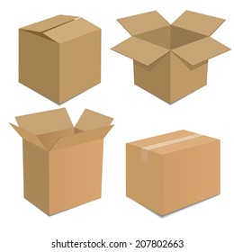 Collection recycle brown box packaging. vector illustration