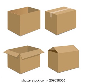 Collection recycle brown box packaging. vector illustration