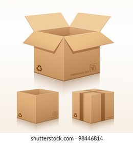 Collection recycle brown box packaging. vector illustration