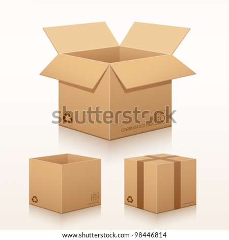 Collection recycle brown box packaging. vector illustration