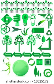 Collection of recycle and environmental vector design elements.