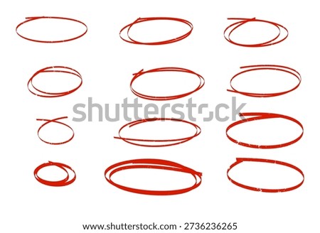 Collection of red abstract swirls and loops vector illustration flat design