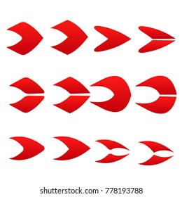 collection of red arrow icon next sign logo set isolated background
