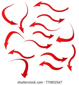 collection of red arrow icon sign isolated on white background