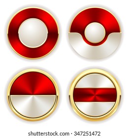Collection of red badges with gold border