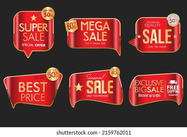 Collection of red badges and labels modern super sale style 