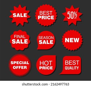Collection of red badges and labels modern super sale style 