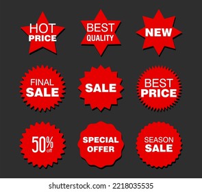 Collection of red badges and labels modern super sale style 
