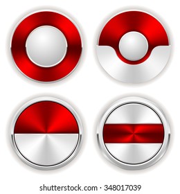Collection of red badges with silver border