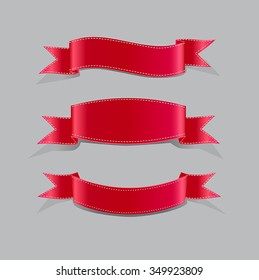 Collection of red banners and ribbons 