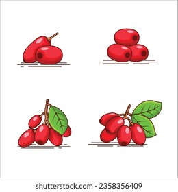 A Collection of Red Berberine Fruit Icon- Vibrant Vector Illustration
