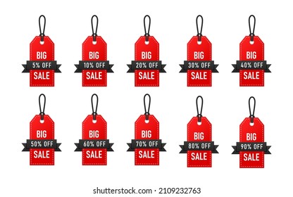 Collection of red and black discount tags for sale banner