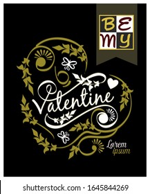 Collection of red, black, white colored Valentine's day card, flyer templates with lettering. Typography poster, card, label, banner design