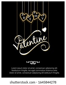 Collection of red, black, white colored Valentine's day card, flyer templates with lettering. Typography poster, card, label, banner design