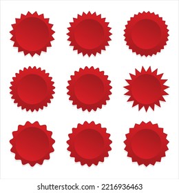Collection of red blank labels sale or discount sticker vector illustration