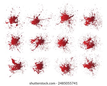 Collection of red blood splatter paint