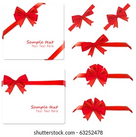 Collection of red bows. Vector.