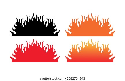 collection Red Burning Fire Flame Logo design vector template illustration