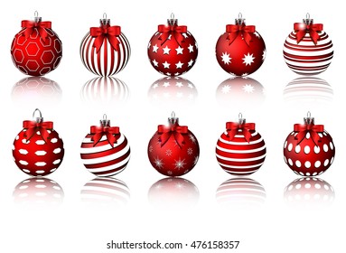 Collection of red christmas balls