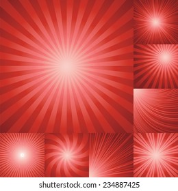 collection of red color burst background. Vector illustration