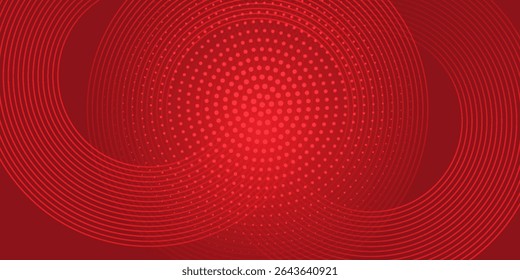 Coleção de círculos concêntricos vermelhos. Coleção de ondas sonoras radiais ou anéis sonares. Pacote de símbolos de ícones de radar, alvos, linhas tracejadas, meios-tons.