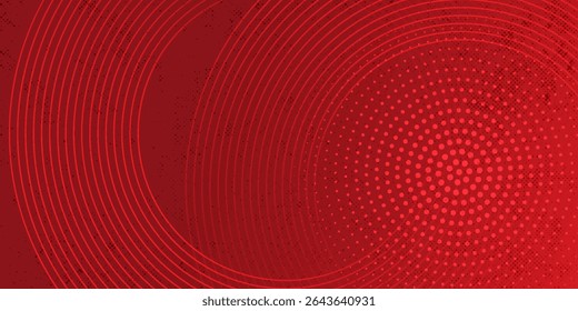 Coleção de círculos concêntricos vermelhos. Coleção de ondas sonoras radiais ou anéis sonares. Pacote de símbolos de ícones de radar, alvos, linhas tracejadas, meios-tons.