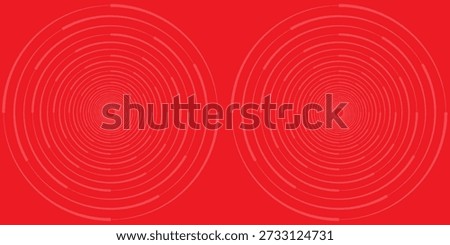 Collection of red concentric circles. Collection of radial sound wave or sonar rings. Pack of radar icon symbols, targets, dashed lines, halftones.