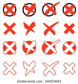 collection of red crosses