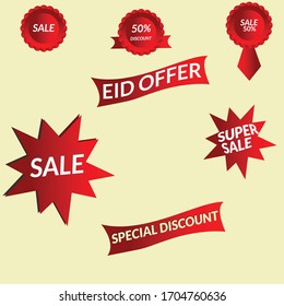 Collection of red discount sticker VETOR,