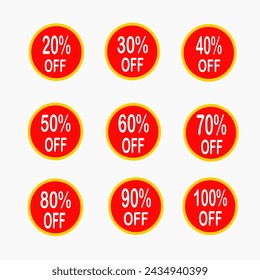 collection of red discount stickers.